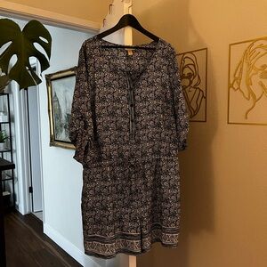 LOFT Monochrome Paisley Pattern Dress
